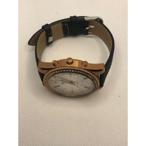 Fossil FTW5016 Women's Black Leather Analog White Dial Hybrid Smart Watch HO395 - Picture 7 of 9